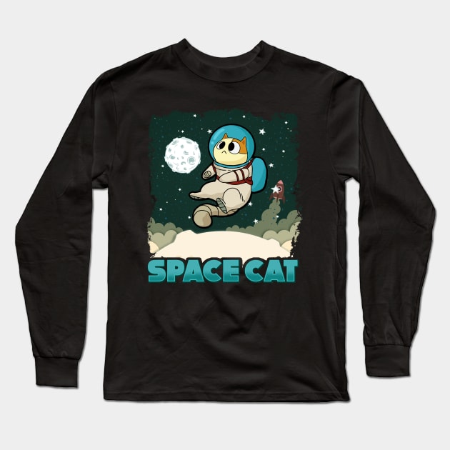 Adorable Space Cat Cute Kitty Astronaut Exploring Long Sleeve T-Shirt by theperfectpresents